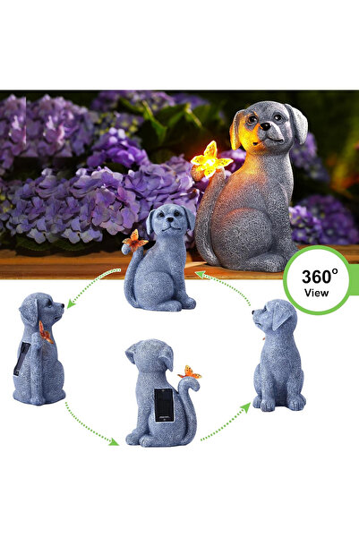 OEM Garden, terrace, balcony decoration with LEDs and solar panel 19 cm, dog