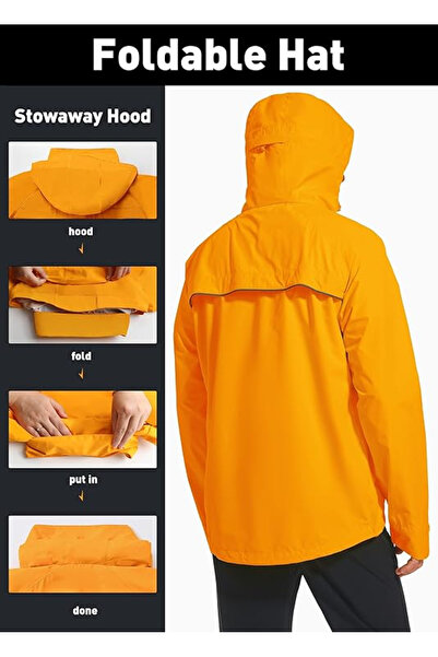 OEM Men's waterproof sports jacket, reflective orange color L