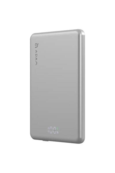 Adam Elements باور بانك فيونتا L5 فائق النحافة بشحن لاسلكي مغناطيسي 5000 مللي أمبير/ساعة - فضي