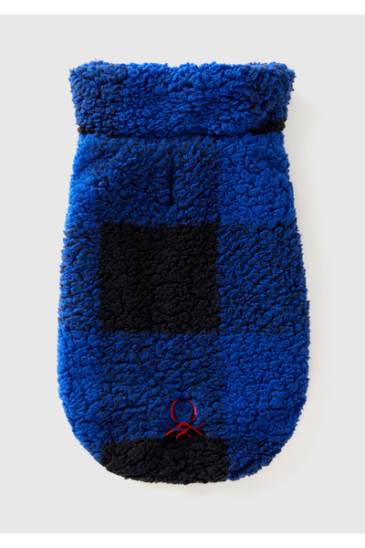 United Colors of Benetton Unisex Blue Plaid Teddy Dog Coat