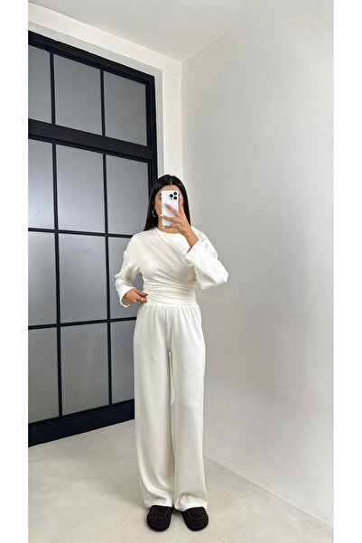 manana fashion Modal Yarasa Sleeve Blouse Pants Two-Piece Set