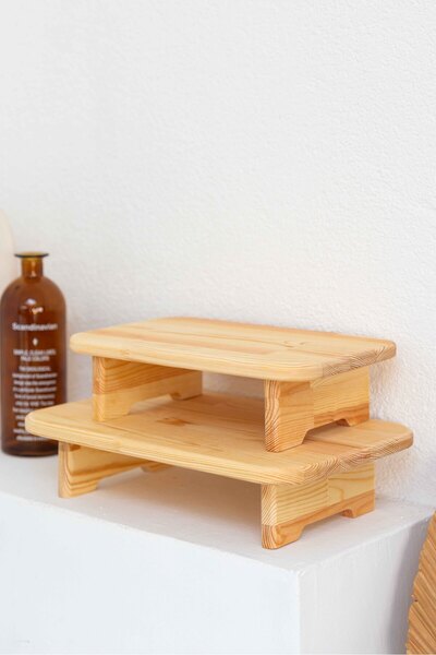 KaiHome 2'Li Rustik Tarz Ahşap Stand Banyo, Mutfak ve Masa Düzeni İçin Dekora...