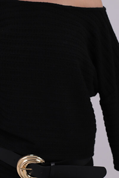 armonika Γυναικείο φόρεμα με μαύρο λαιμόκοψη με μανίκια με μαλακή υφή ARM-26K001039