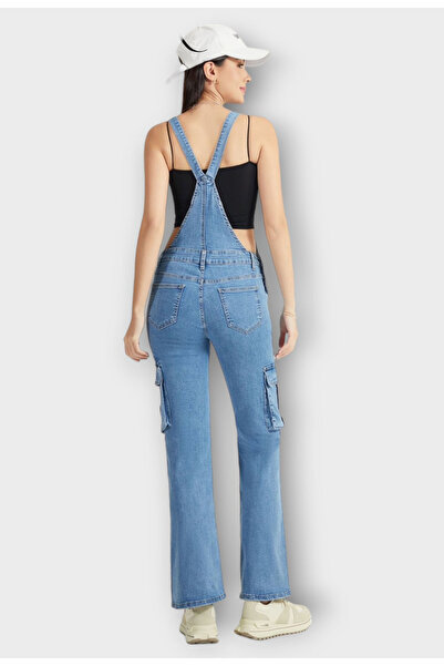 Elis Fashion Blue Side Pockets Jumpsuit