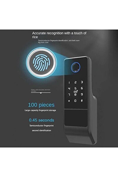 Saharaz قفل باب ذكي بكلمة مرور رقمية وباب حديد خارجي وقفل عجلة إلكتروني ببصمة إصبع مزدوجة