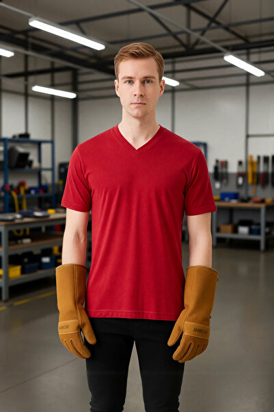 PayBuy Safe@Work V-Neck Short Sleeve T-Shirt Burgundy