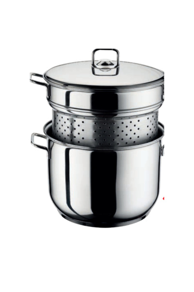 Hascevher وعاء سباغيتي دائري من الفولاذ المقاوم للصدأ 26 × 19 سم