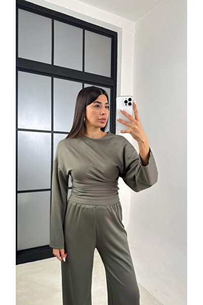 manana fashion Modal Yarasa Sleeve Blouse Pants Two-Piece Set