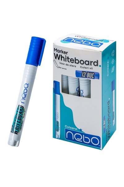 NEBO Marker Whiteboard, Albastru, 12 buc/set -