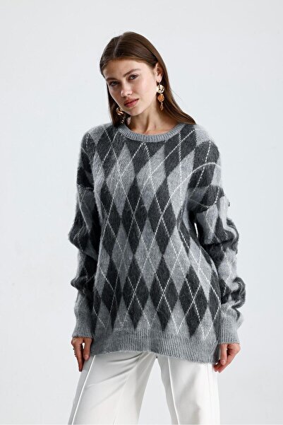 Pollux Γυναικείο πλεκτό πουλόβερ με διαμάντια ροζ χρυσό