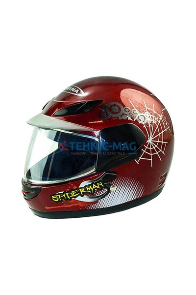 Awina Cască de motocicletă Spiderman pentru copii, roșie 47-48 cm