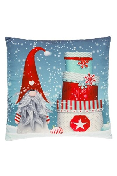OEM Pernă decorativă de Crăciun cu două fețe, dimensiune 30 x 30 x 6 cm, Gnomi