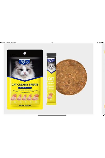Amna Cat Creamy Treats, Variety Pack, 5 Flavours, Chicken and Blueberry, Salmon, Goat Milk, Fish Oil