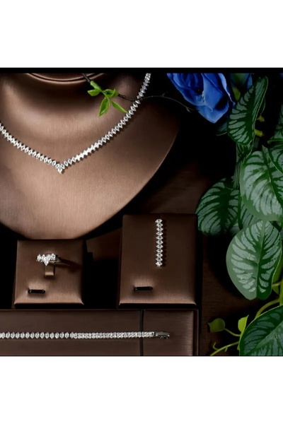 Accessories Zirkon Set kolye, küpe, bileklik, yuzuk