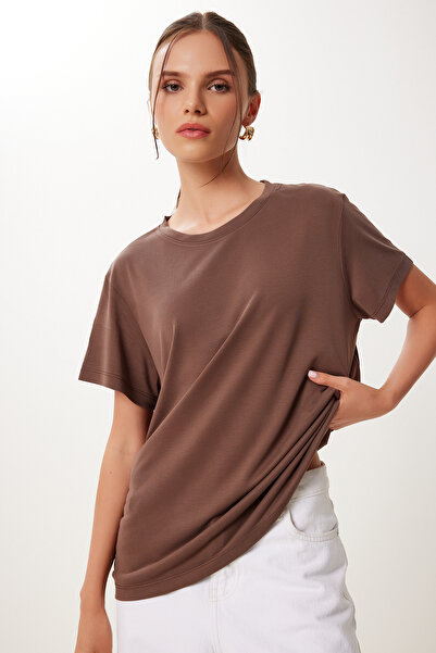 Lovelyİstanbul Tricou tricotat modal de bază LFN0101 MARO