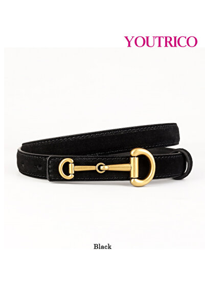 Youtrico Women's Genuine Leather Skinny Belt - Perforated Alloy Buckle