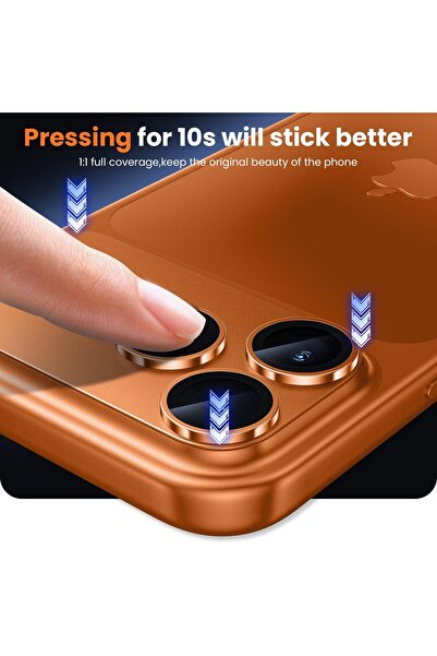 m.tk moveteck Apple iPhone 17 Pro Uyumlu Kamera Lens Koruyucu Metal Çerceveli Tam Kaplar Koruyucu Cam