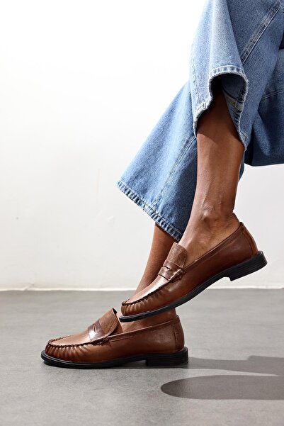 5in1Canpolat Dark Tan Leather Loafer 35507
