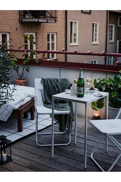 IKEA FEJAN Table+2 folding chairs, outdoor, white/white