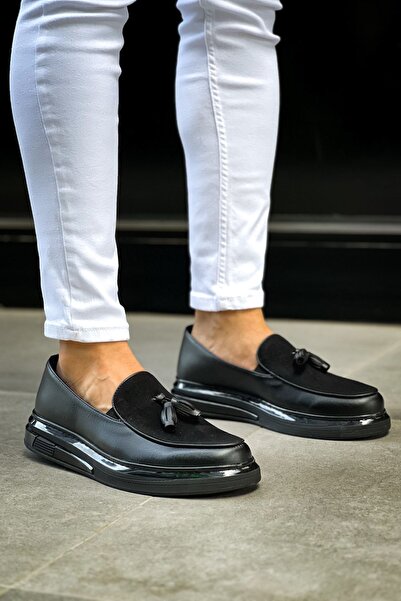 pabucmarketi Tasseled Men's Casual Shoes Black (Black Sole)