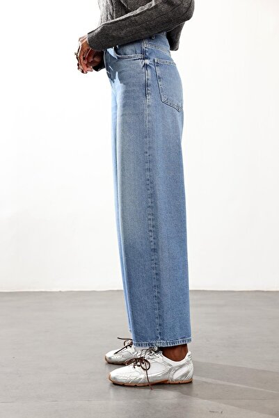 5in1Canpolat Mavi Yüksek Bel Wide Leg Jean