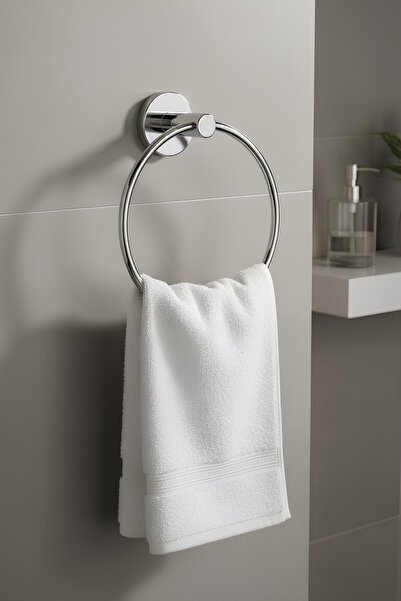 Badem10 Vidalı Krom Kaplama Yuvarlak 16 cm Banyo Mutfak Lavabo Pratik Havlulu...