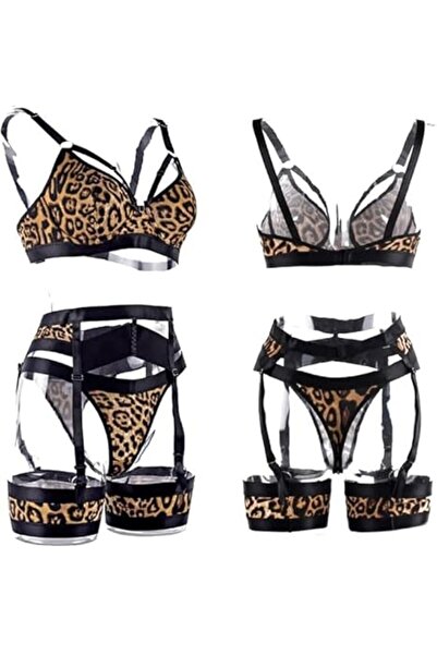 Margoun Women Lingerie Sets with Garter Belt 4 Pieces Lace Teddy Babydoll Bodysuit MG06