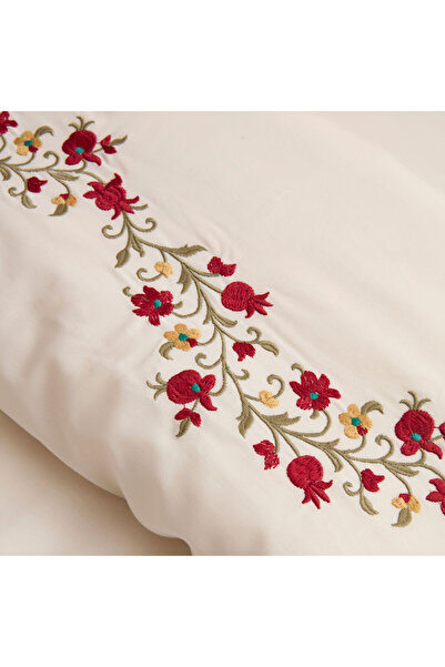 Karaca Home Dornel 100% Cotton Embroidered Double Duvet Cover Set White