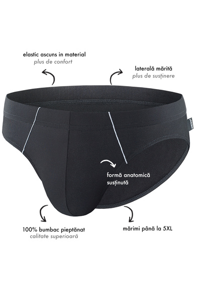 uniconf Set of 3 high-waisted men's briefs made of 100% cotton XPB41SETRNEG, Uniconf