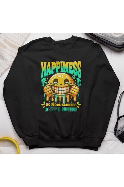 MAGORS سويت شيرت قطني مطبوع عليه عبارة 'السعادة لا تعود الحزن' بأكمام طويلة و...