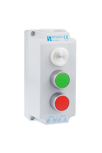 Other Cutie de control cu ​​3 orificii, lampă roșie de 230V și butoane