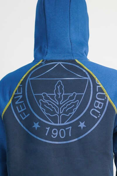 Fenerbahçe Original Navy Blue Hooded Sweatshirt with Gift Wooden Box