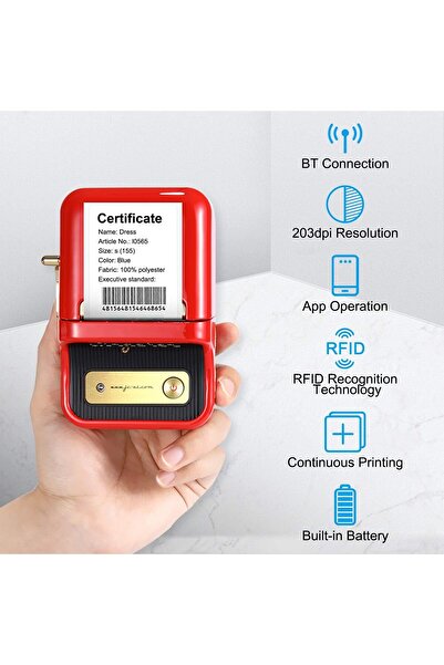 ikayaa Alisashop Label Printer Portable Wireless BT Thermal Label Maker Sticker Printer with RFID Recogniti