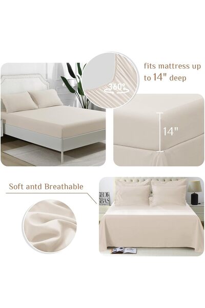 the home mart Home Mart Down Alternative 4Pcs Comforter Set Beige – Ultra Soft Microfiber Duvet with 250GSM Fill