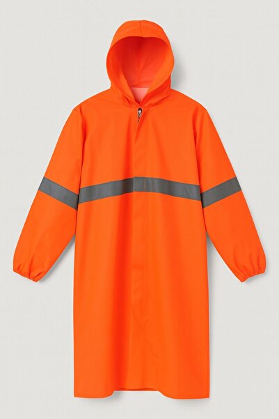 CNR Raincoat with Reflective Elements, Hooded, Neon Orange