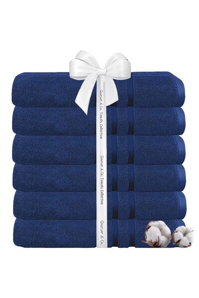 Quasar & Co. Set of 6 bath towels, 100% cotton, 450 g/m2, 70 x 140 cm, royal blue