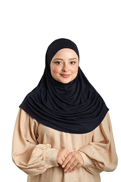 HÜRREM BONE Eșarfă practică, gata de purtat, în albastru bleumarin, cu bonete...