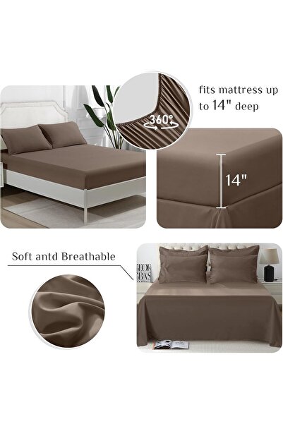 the home mart Home Mart Down Alternative 7pcs Comforter Set Brown – Ultra Soft Microfiber Duvet with 250GSM Fill