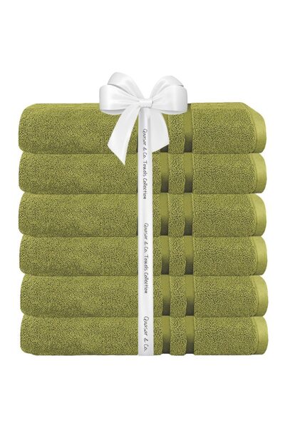 Quasar & Co. Set of 6 bath towels, 100% cotton, 450 g/m2, 70 x 140 cm, lime green