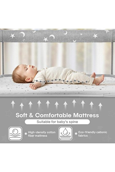 Sheinhome Adjustable height multifunctional crib, rocking cradle to soothe sleep