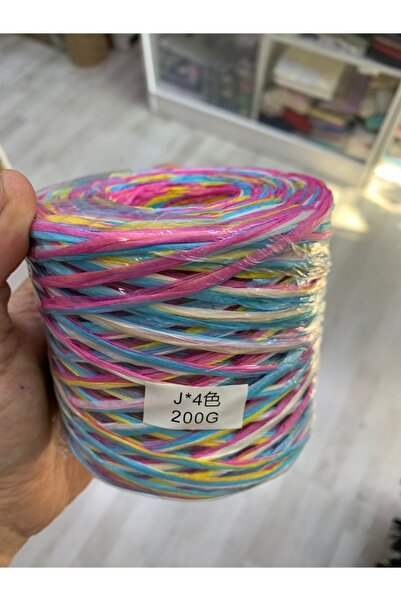 Rengarenk tuhafiye ve hobi Ebruli Rafya İp rafya Kağıt İp rafya İp çanta İpi supla İpi 200 gram