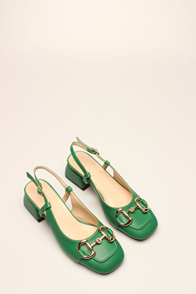 İDİL كعب نسائي بإبزيم جلدي أخضر