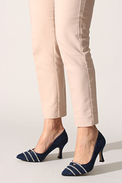 İDİL Dark Blue Suede Stone Women's Daily Shoes