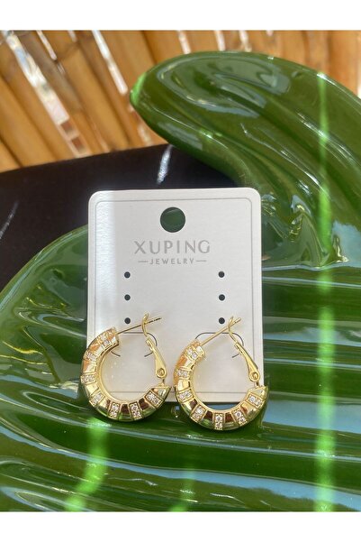 XUPING JEWELRY ÇELİK KÜPE TAŞLI YARIM YUVARLAK