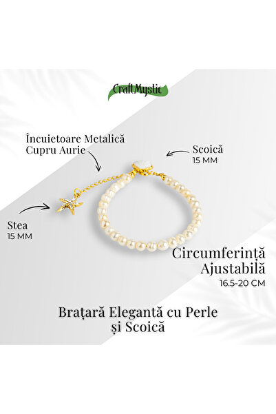 craftmystic Brățară elegantă cu perle și scoici - Inspirată de adâncurile oceanului