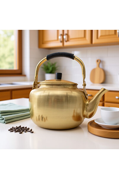 EBDAA ALAWANI إبريق شاي كوري فاخر 3 لتر – مصنوع في كوريا – مقبض حراري – مناسب للطبخ والتقديم – لون ذهبي أنيق