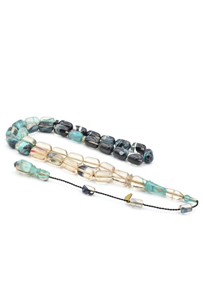 Murty99 سبحة من العنبر الأزرق الداكن الشفاف المقطوع على شكل كبسولة بتوقيع هاك...