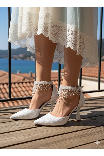 Felisya Butik Pearl Short Heeled Color Evening Dress Shoes 8,5cm Felisya >Boutique