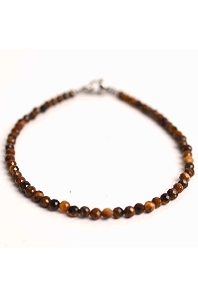craftmystic Brățară cu mărgele fațetate de ochi de tigru de 2-3 mm pentru curaj și protecție energetică