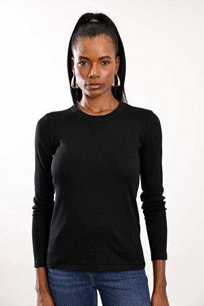 5in1Canpolat Black Fit Basic Long Sleeve T-Shirt